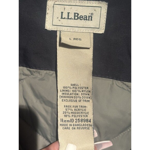 LL Bean Baxter State Tex Parka Womens Lrg Faux Fur Hood Coat Goose Down Jacket - Picture 4 of 12